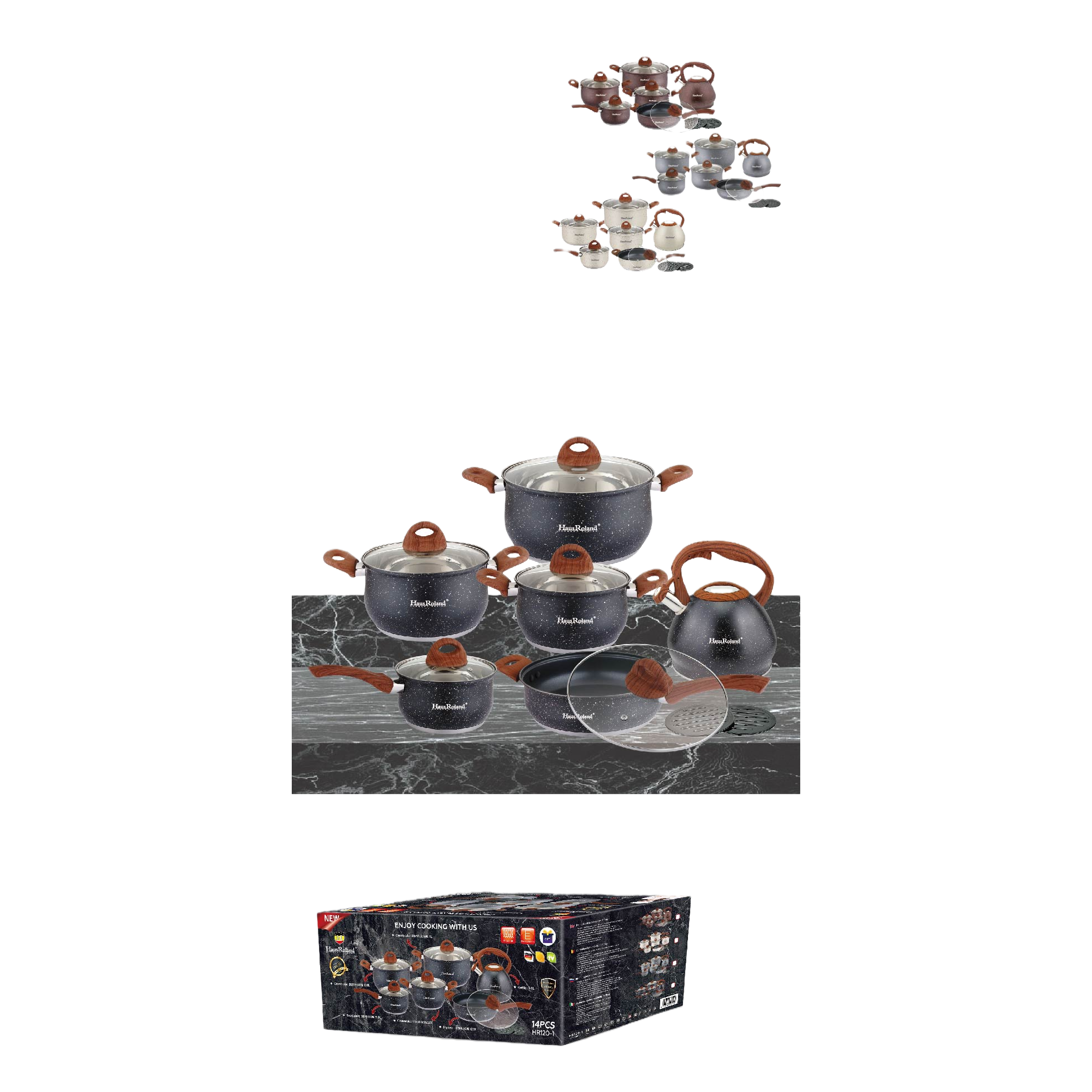 Multi-functional kitchenware set, household pot and pot combination, essential kitchenware set, durable and practical multi-piece set HR120-1 details Picture