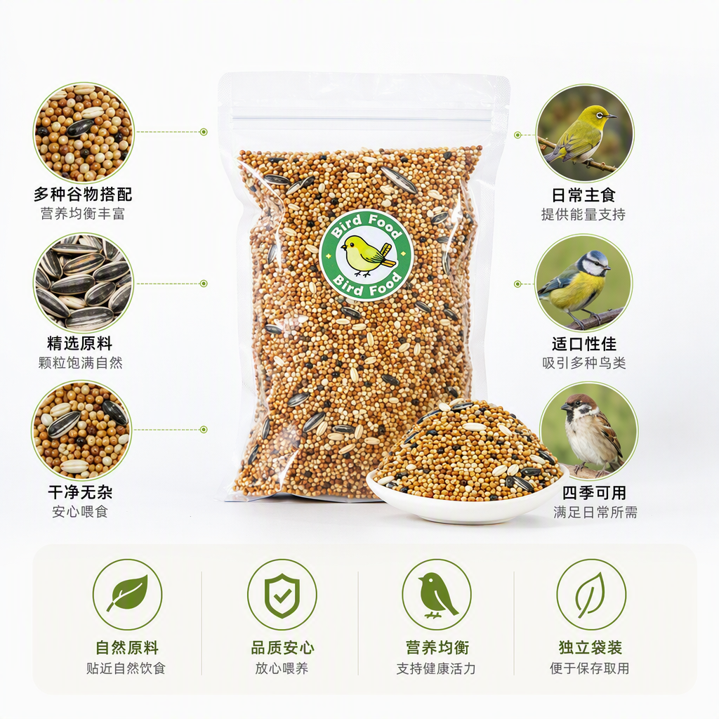 Monks, little sun, peonies, black phoenixes, medium and small parrots, bird food and feed, five-color 黍子, parrot mixed grains, millet, melon seeds, parrot supplies Specification image