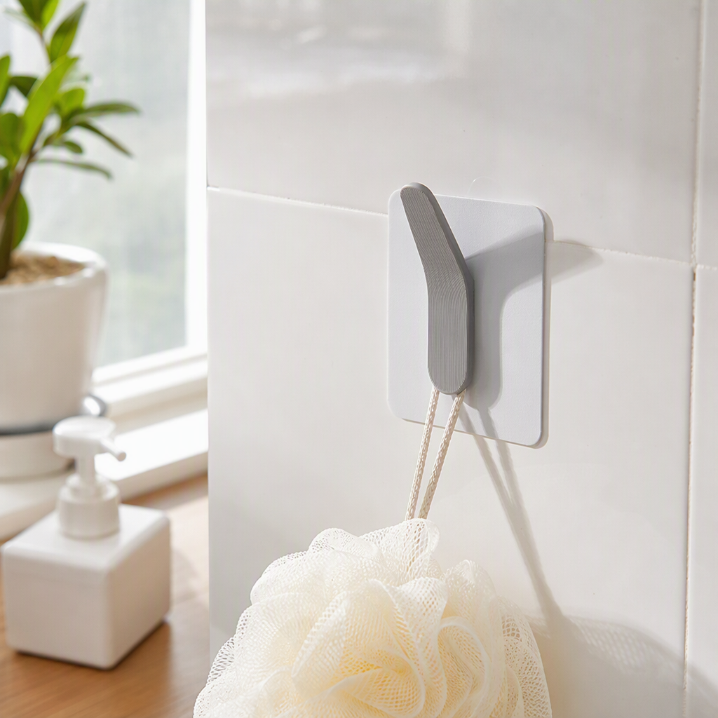 【CL】 26Q2#57719 Grey textured white metal clip, seamless double-sided adhesive hook, powerful magnetic hook, a multi-functional household storage wonder details Picture