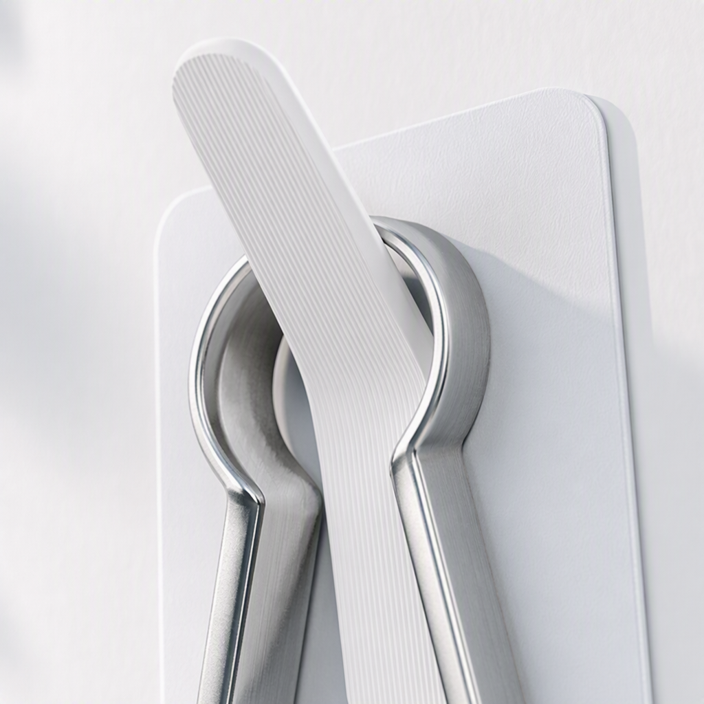 【CL】 26Q2#57719 Grey textured white metal clip, seamless double-sided adhesive hook, powerful magnetic hook, a multi-functional household storage wonder Specification image