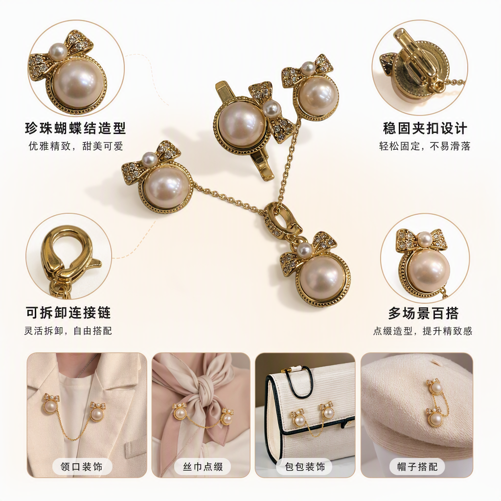 The golden pearl bow jewelry set is a fashionable and elegant accessory gift for your girlfriend's birthday