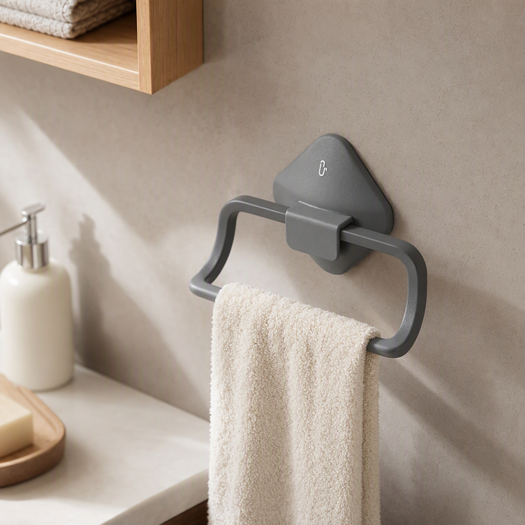【CL】26Q2#58913 Cream white Titanium Gold Gray Oat Coffee three-color traceless adhesive hook, double-sided magnetic suction hook, multi-functional strong adhesive, non-drilling storage product towel rack details Picture