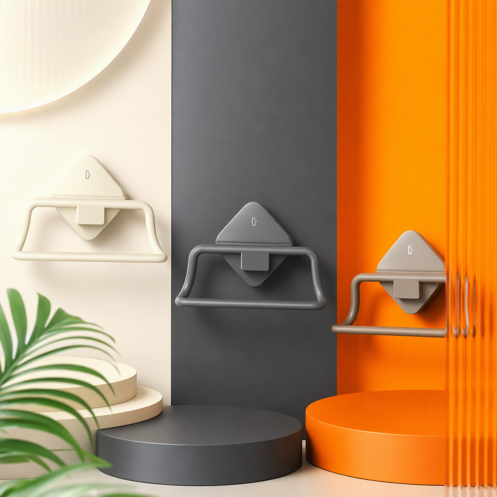 【CL】26Q2#58913 Cream white Titanium Gold Gray Oat Coffee three-color traceless adhesive hook, double-sided magnetic suction hook, multi-functional strong adhesive, non-drilling storage product towel rack pic 4