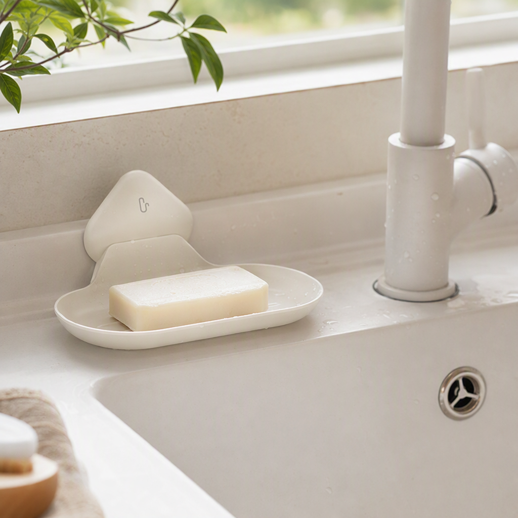 【CL】26Q2#58911 Ceramic soap box, draining rack, laundry detergent storage with lid, bubble net, bathroom washbasin supplies details Picture