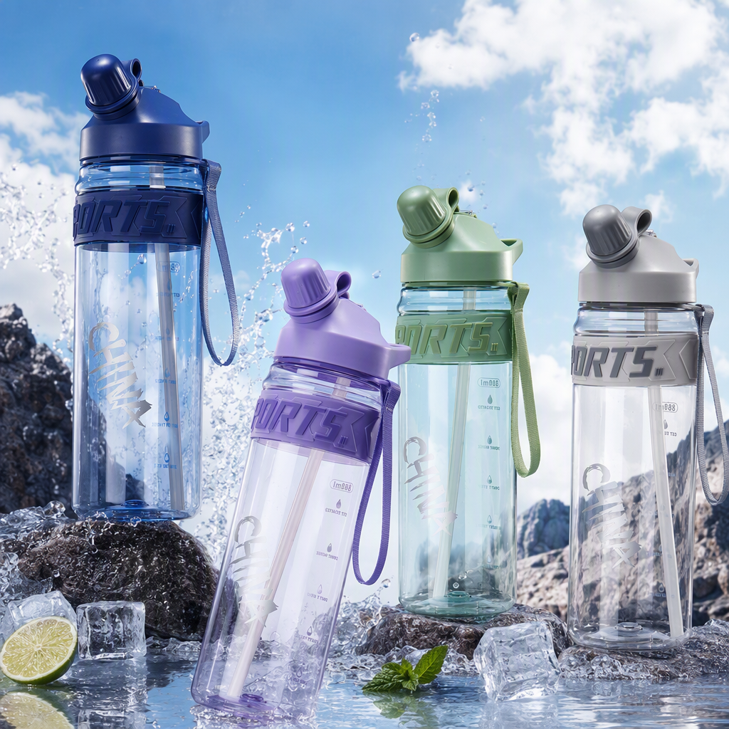 【OSEO】26Q3#7932 Colorful Sports Water Bottle, Summer large-capacity Creative sports water cup