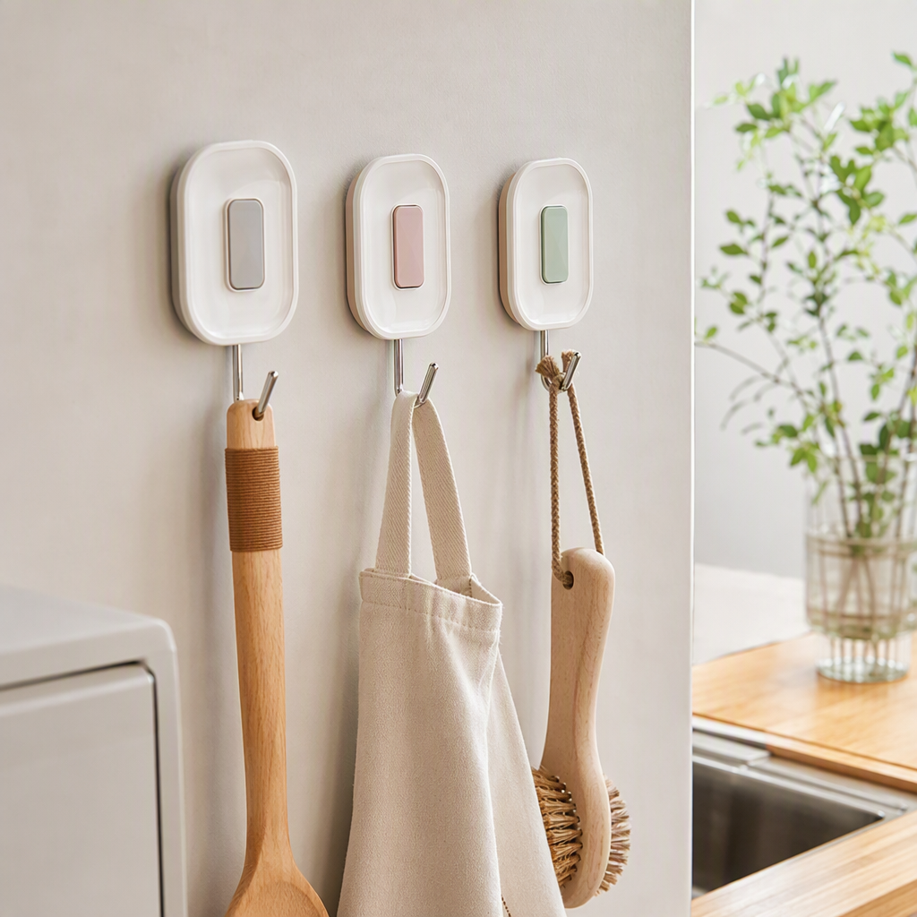 【CL】26Q2#57713 White wall three-color hook hanging piece, wall storage iron bucket, fruit shell healing small silver willow, gummy pen, keychain, decorative hook set details Picture