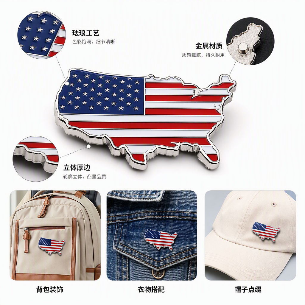 美国地图形状国旗徽章发光手摇旗赞比亚派对用品旗杆装饰