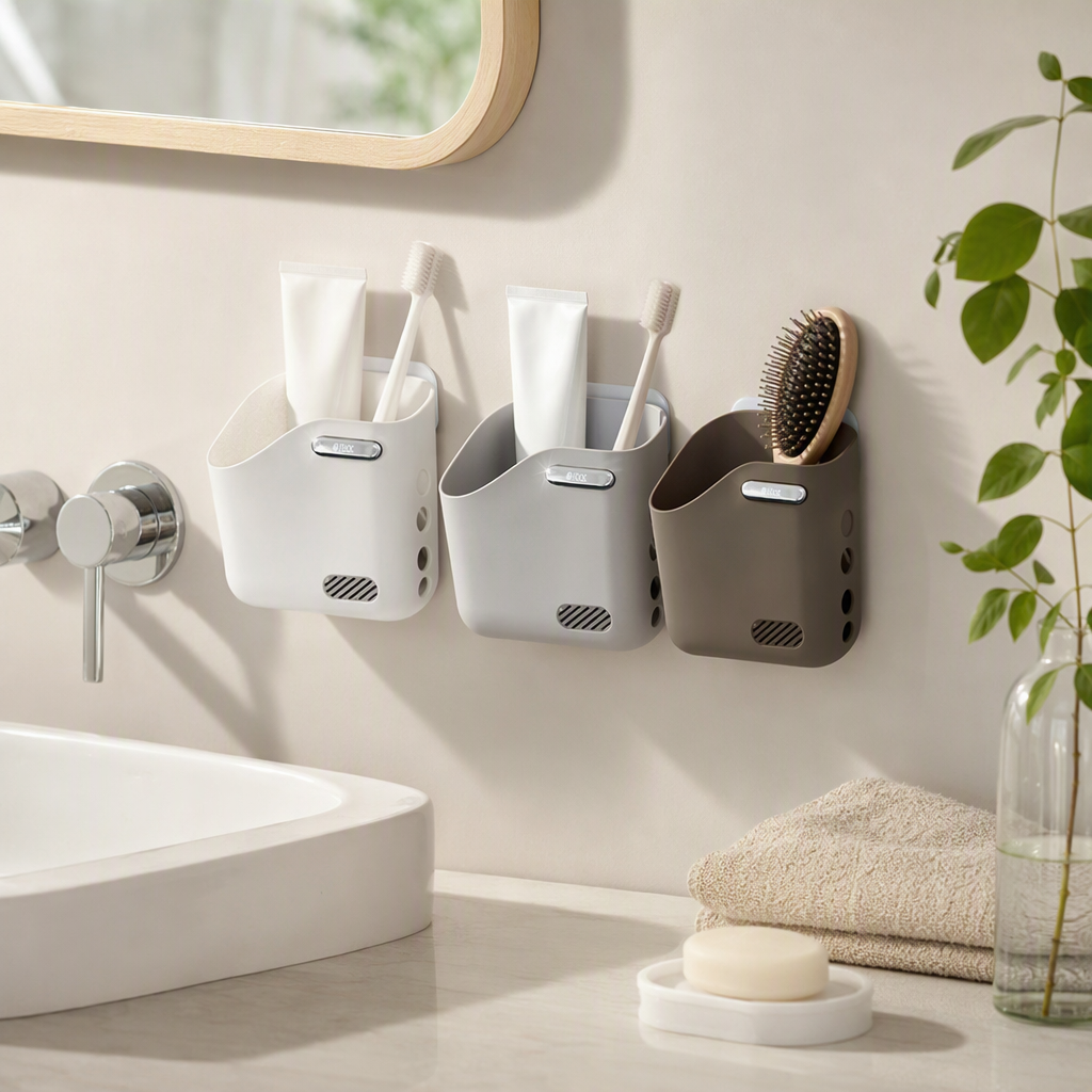 【CL】26Q2#52630 Multi-functional portable storage basket, white, gray, brown, bamboo, plastic vegetable basket, organizing box, storage basket, household storage basket details Picture