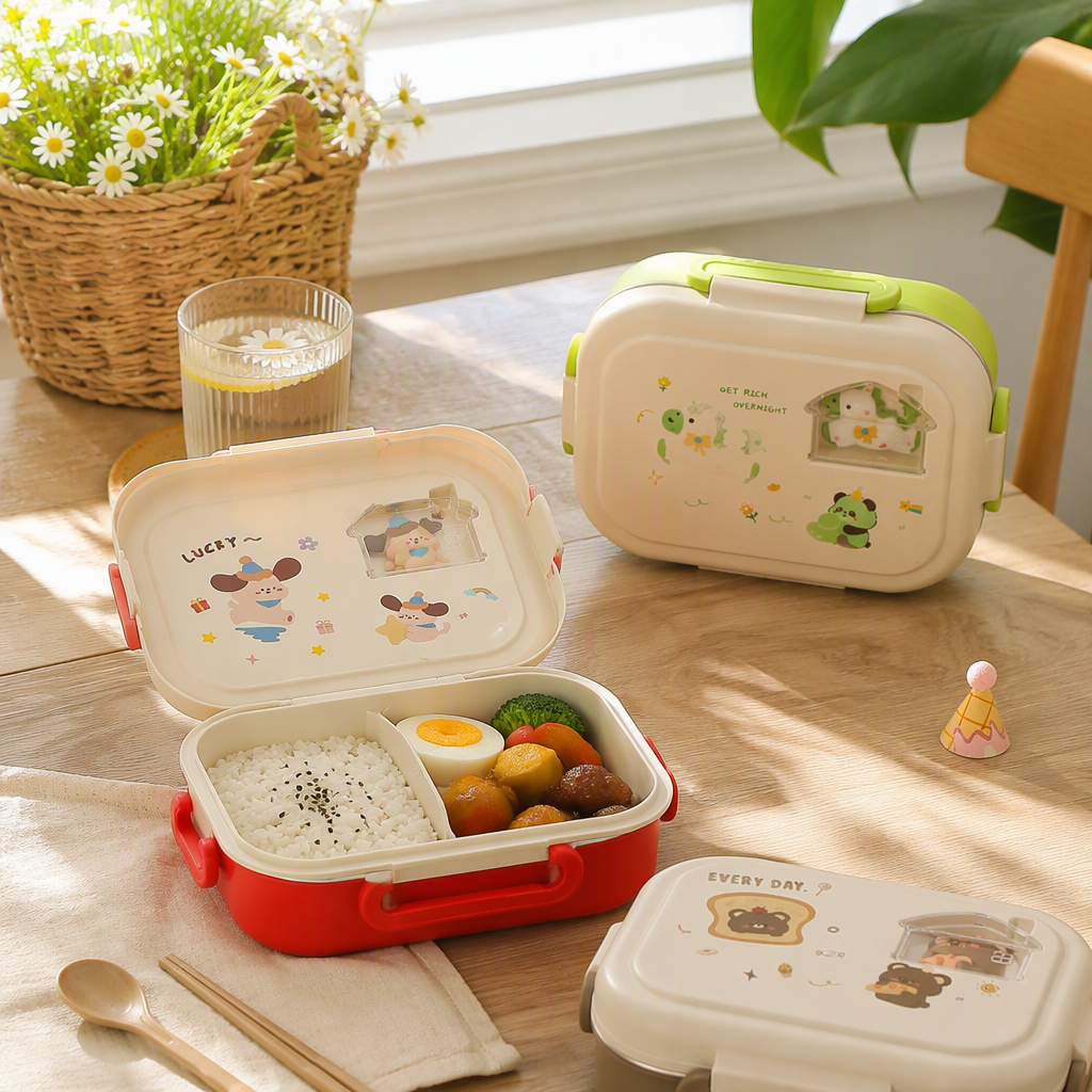 【OSEO】26Q3#BT18-A multi-compartment storage container, household portable plastic lunch box, fresh-keeping box details Picture
