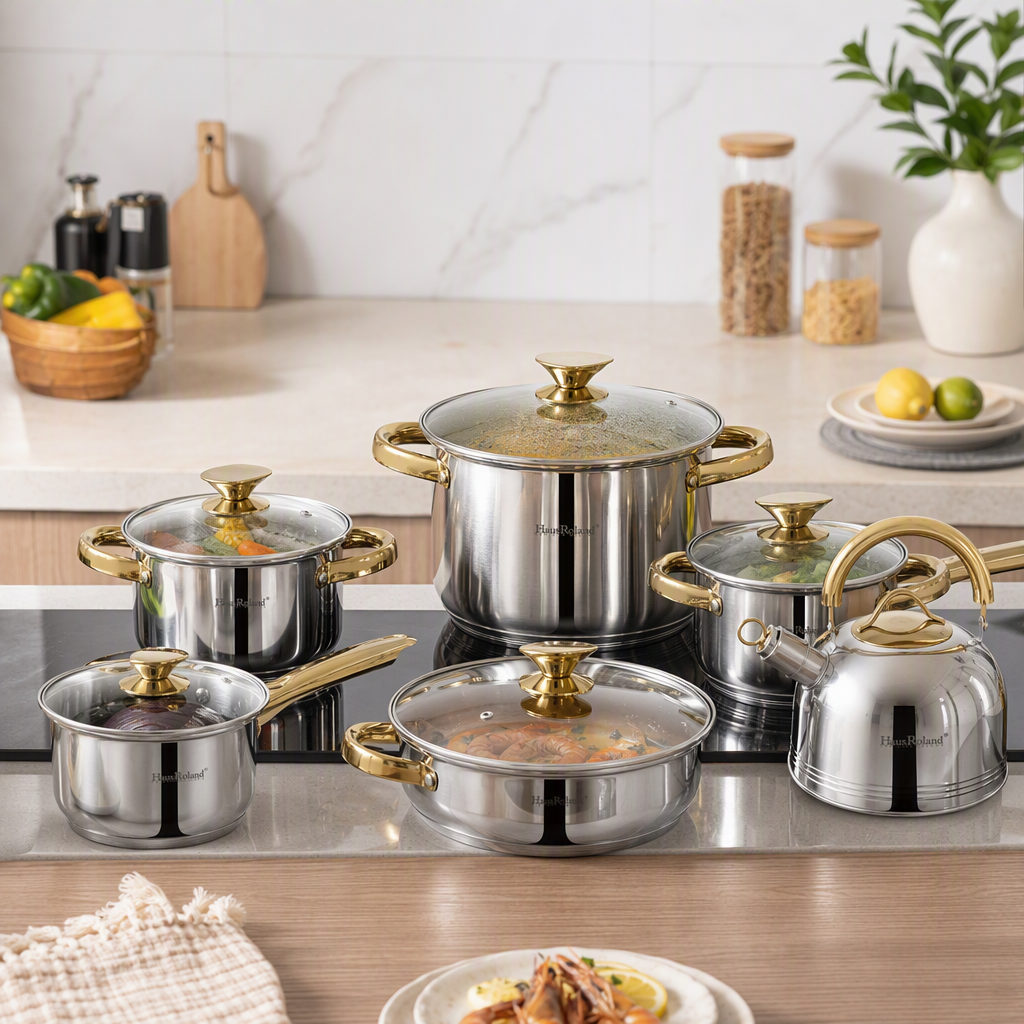 Multi-functional kitchen cookware set, household soup and stir-frying pot combination, durable and practical, daily necessities and kitchenware HR150-3 Application Scenario