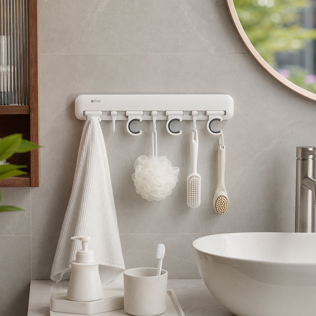 【CL】26Q2#58962 Frost Moon White Traceless Adhesive Hook, Double-sided magnetic hook, no need for drilling, strong adhesive for home storage items details Picture
