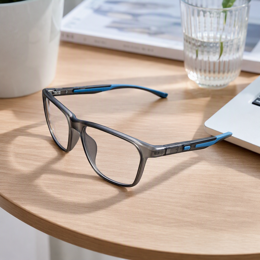 Moda tendencia negro y azul gafas unisex hd anti luz azul montura ligera y cómoda details Picture
