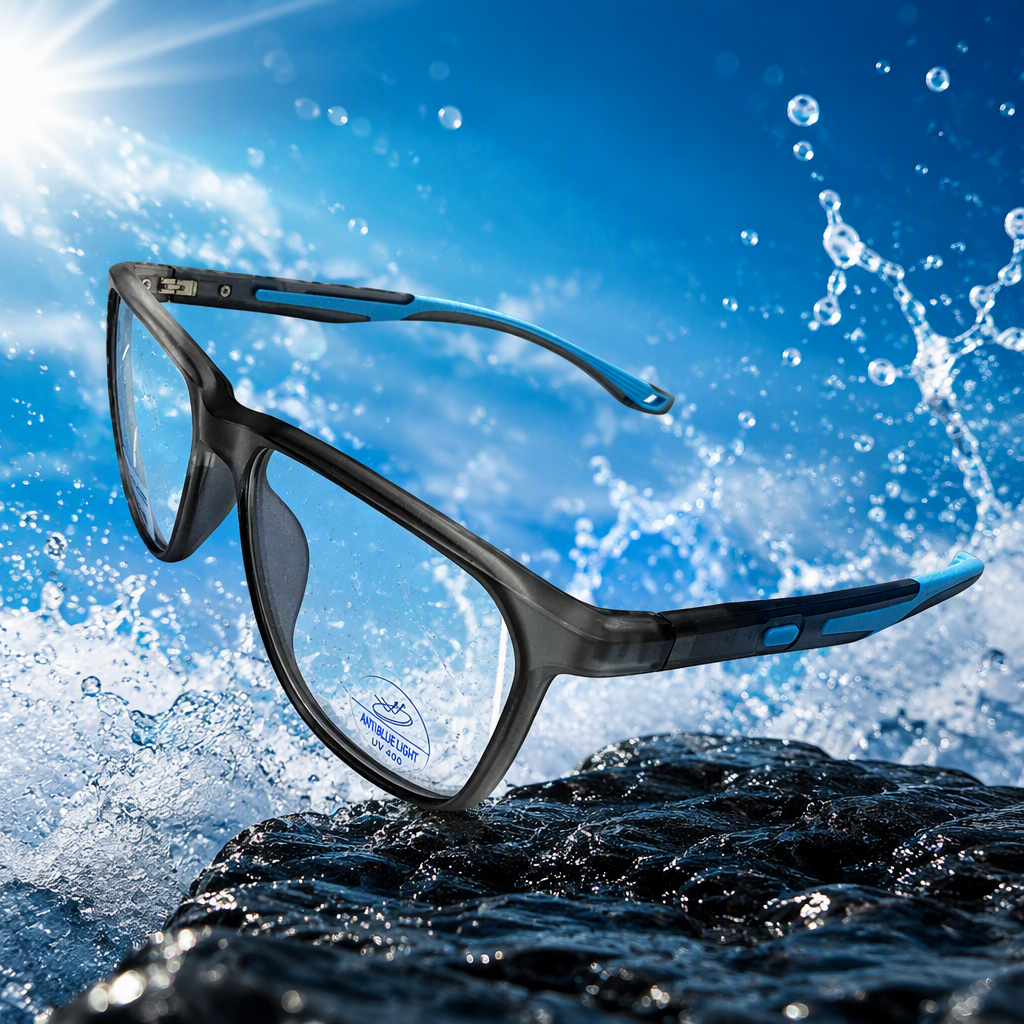 Moda tendencia negro y azul gafas unisex hd anti luz azul montura ligera y cómoda Specification image