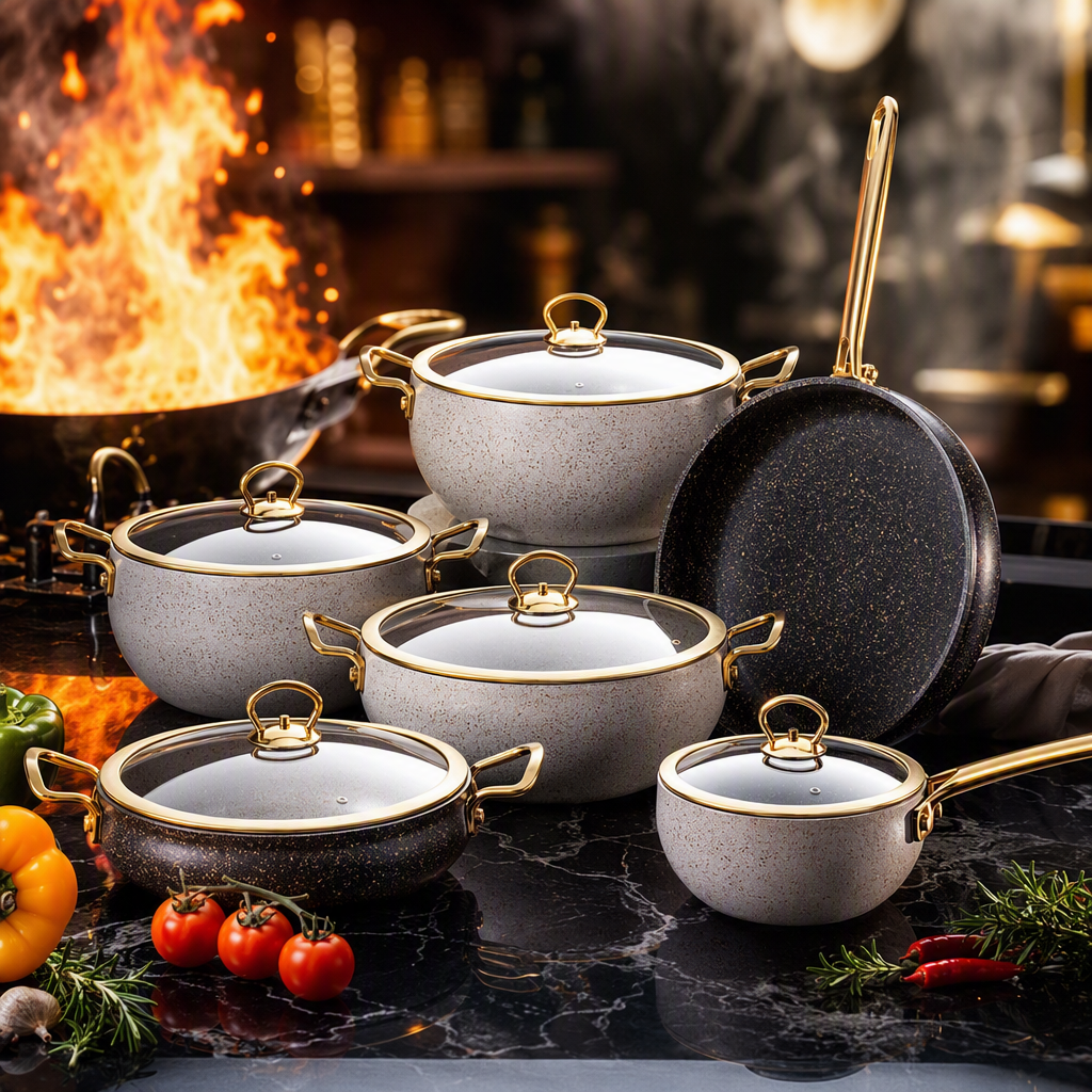 Multi-functional kitchen cookware set, household soup pot, stew pot and wok cookware combination, durable and practical kitchenware products HR159-3