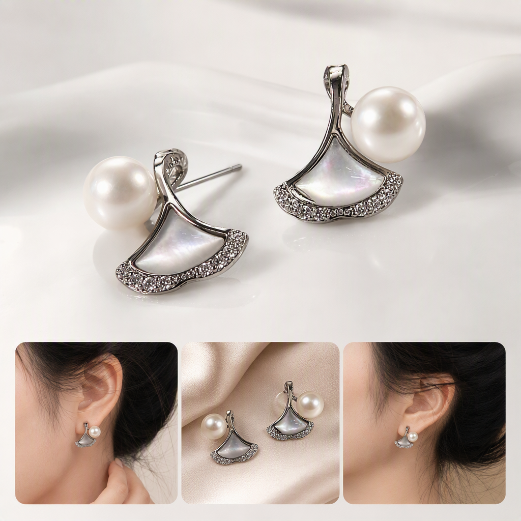 Joyería blanca caja de almacenamiento perlas shell pendientes simple elegante moda accesorios regalos recomendar