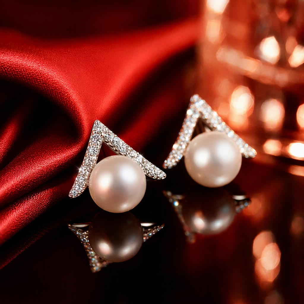 White stud box pearl and diamond earrings, simple and fashionable women's earrings gift box packaging with accessories Specification image