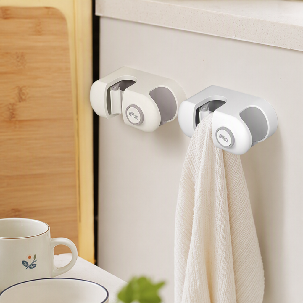 【CL】26Q2#58720 Cream White Frost Moon White dual-color traceless adhesive hook, double-sided magnetic hook, no need for drilling, strong adhesive for household storage items details Picture
