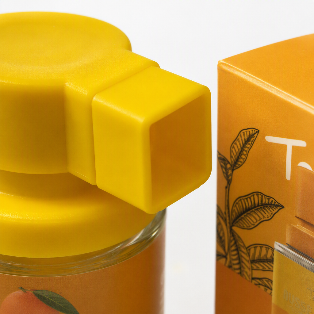 Orange packaging glass bottle with yellow cap creative storage bottle for home decoration, durable and practical Application Scenario