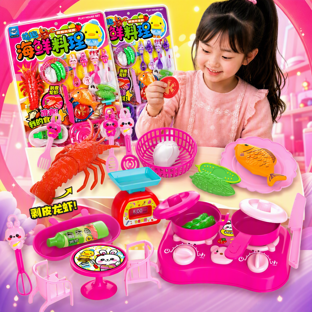 Colorful seafood toy set cocina infantil juego de simulación puzzle divertido juguetes hechos a mano caja de regalo Specification image