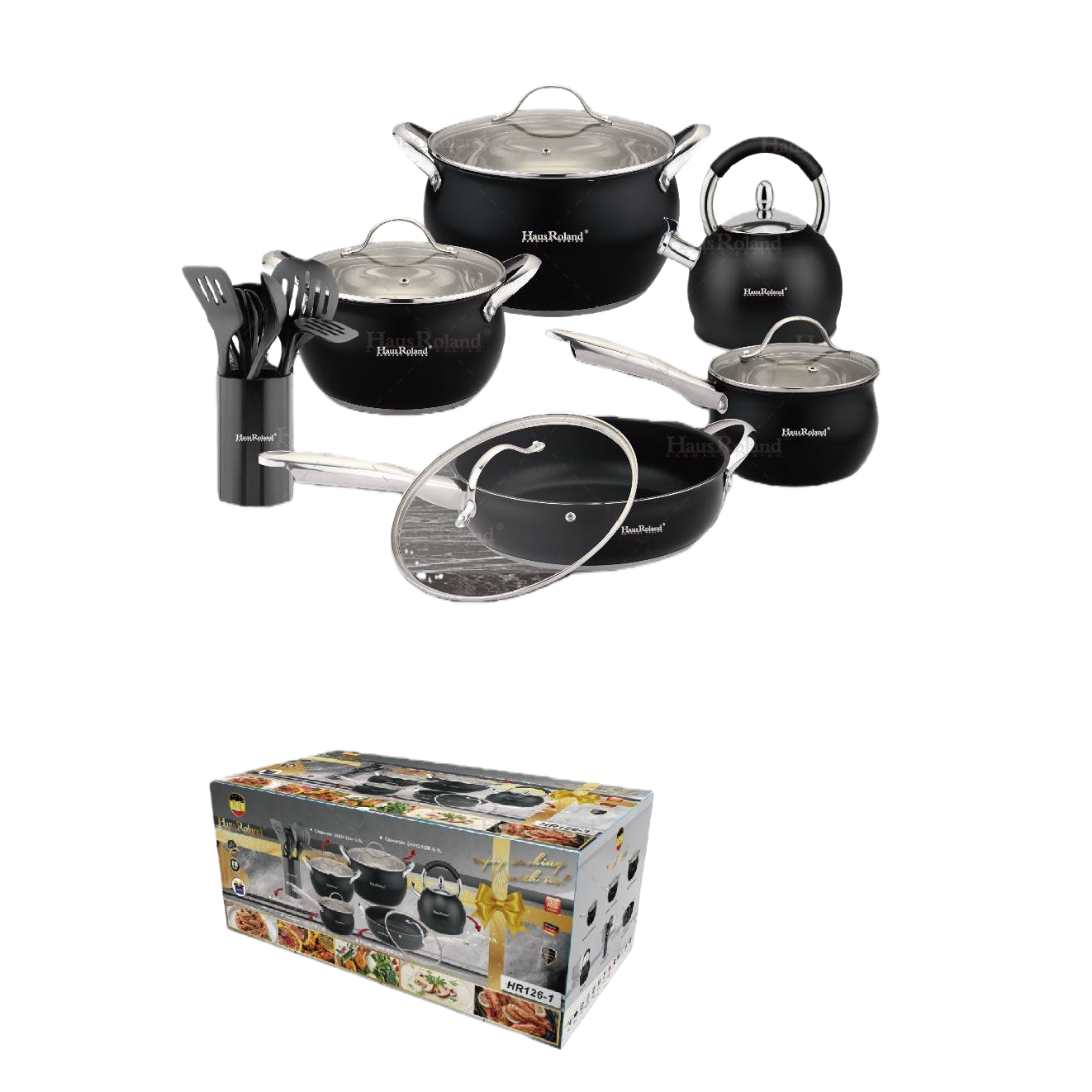 Multi-functional kitchenware set, household pot and pot combination, kitchen cookware and pot set, practical and durable HR126-1 Specification image
