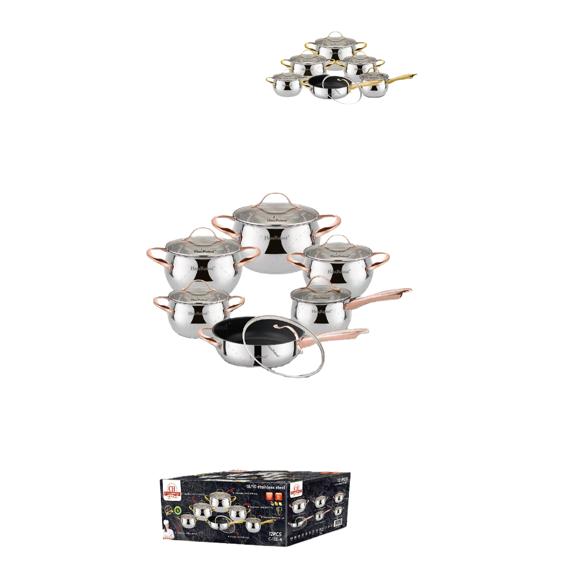 Multi-functional kitchen cookware set, home stew pot, soup pot and wok combination, kitchenware and kitchen supplies gift box C-126-4 details Picture