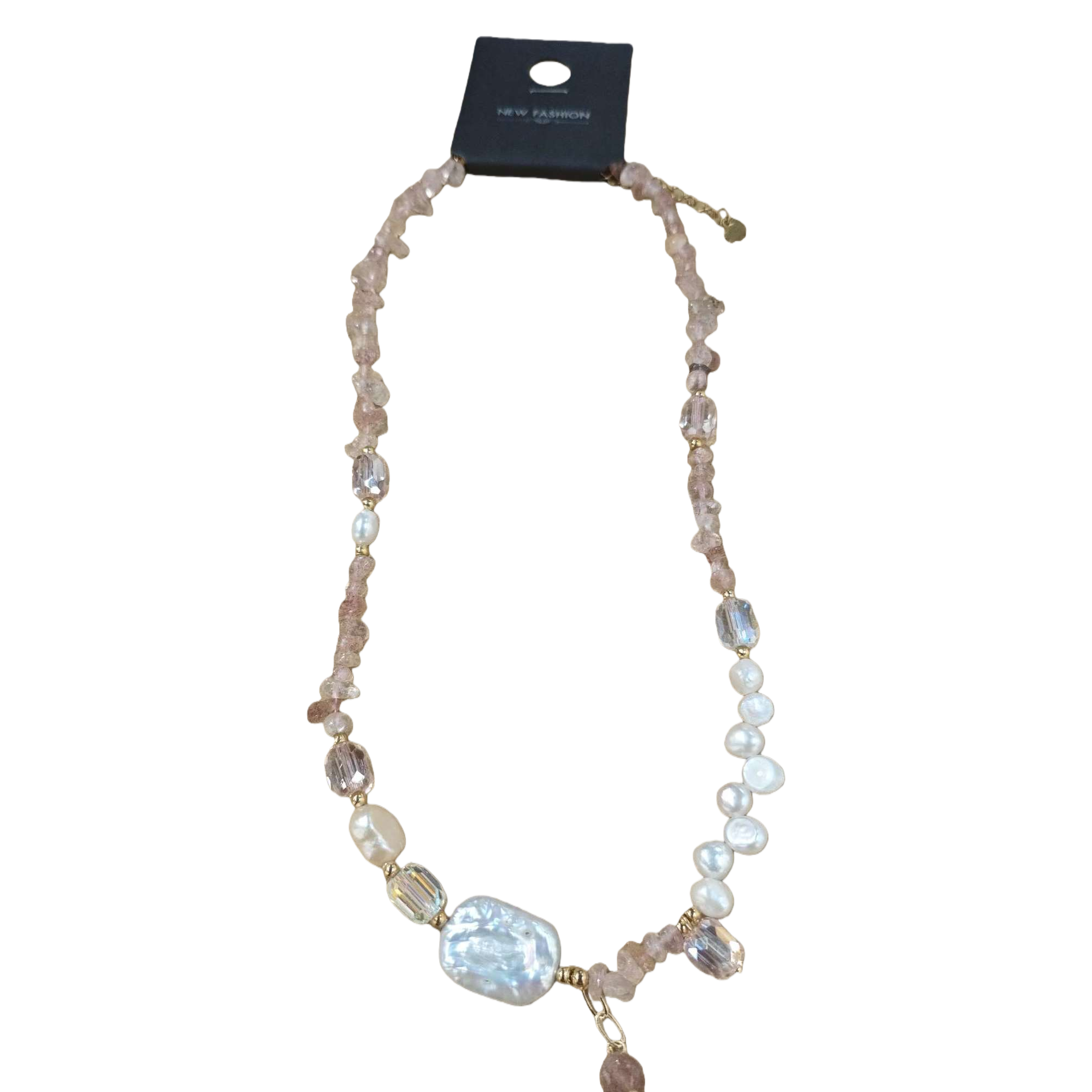 Collar de perlas de cristal rosa elegante temperamento accesorios de moda regalo de cumpleaños para mujeres versátil Item Picture
