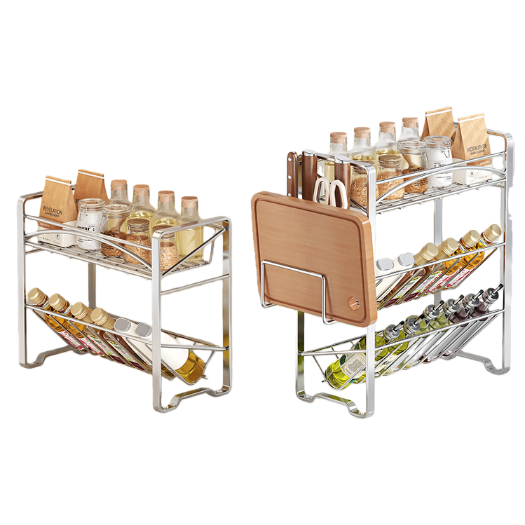 Estante de almacenamiento de metal multicapa estante de almacenamiento de baño de cocina para el hogar estante de plata simple estante moderno Item Picture