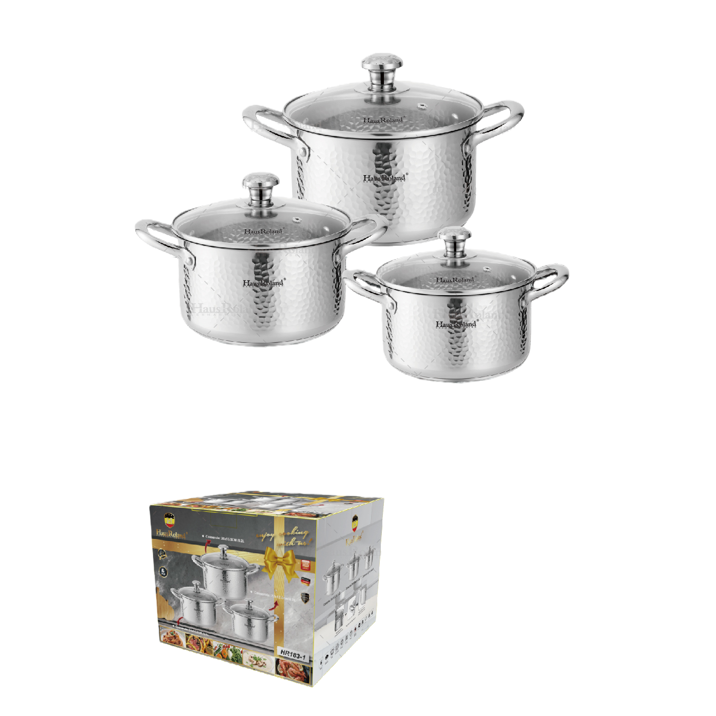 Heat-resistant stainless steel cookware set, household soup and stir-frying multi-purpose kitchenware combination, essential for the kitchen HR183-1