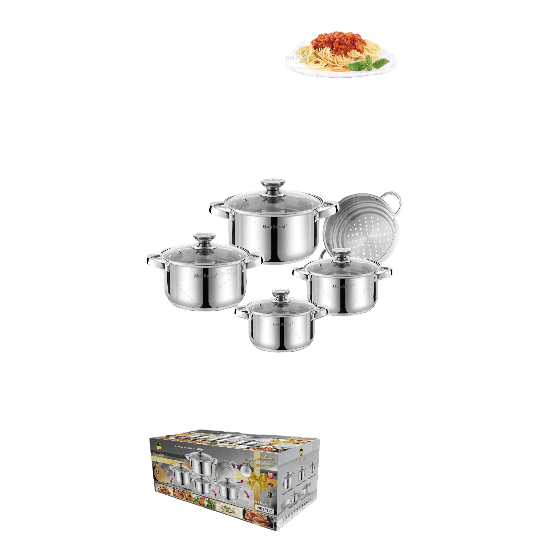 Heat-resistant stainless steel cookware set, multi-purpose stewing, cooking and stir-frying pot for family kitchen, practical and durable HR181-1 Specification image