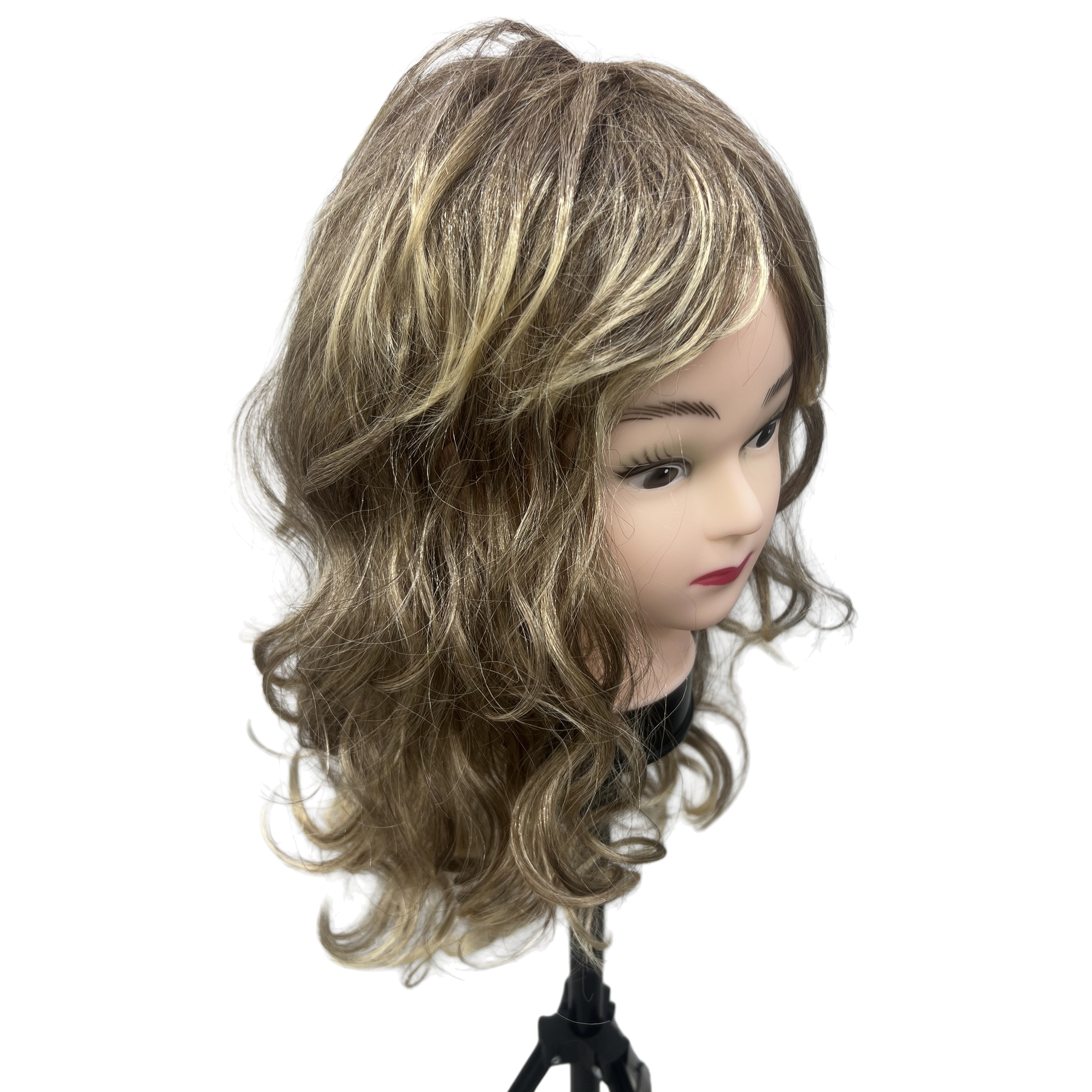 Golden curly hair dummy head display model, hairstyle styling practice, hairdressing teaching props Item Picture