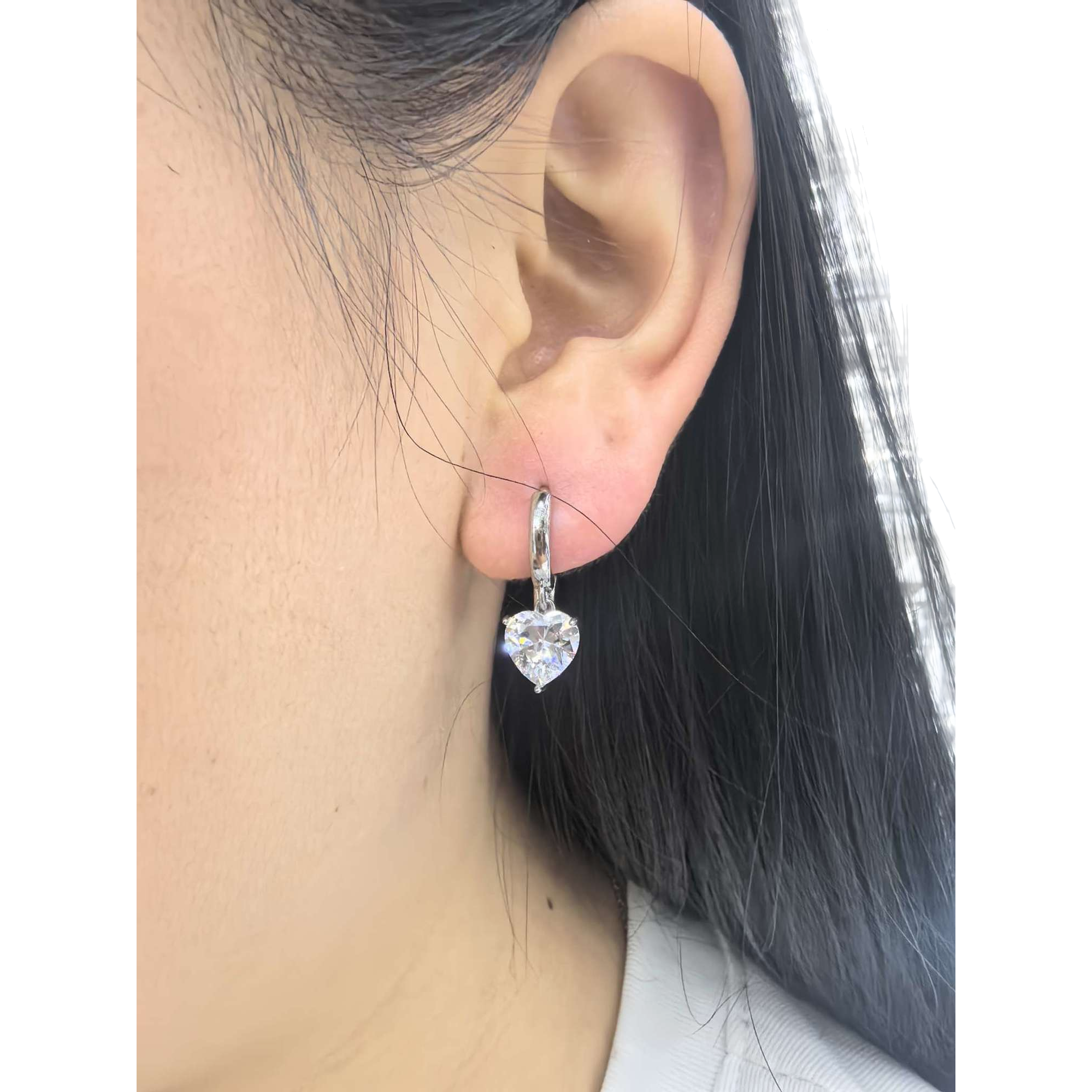 银色心形吊坠耳饰简约时尚耳钉女气质百搭耳环饰品礼物赠品白底实物图