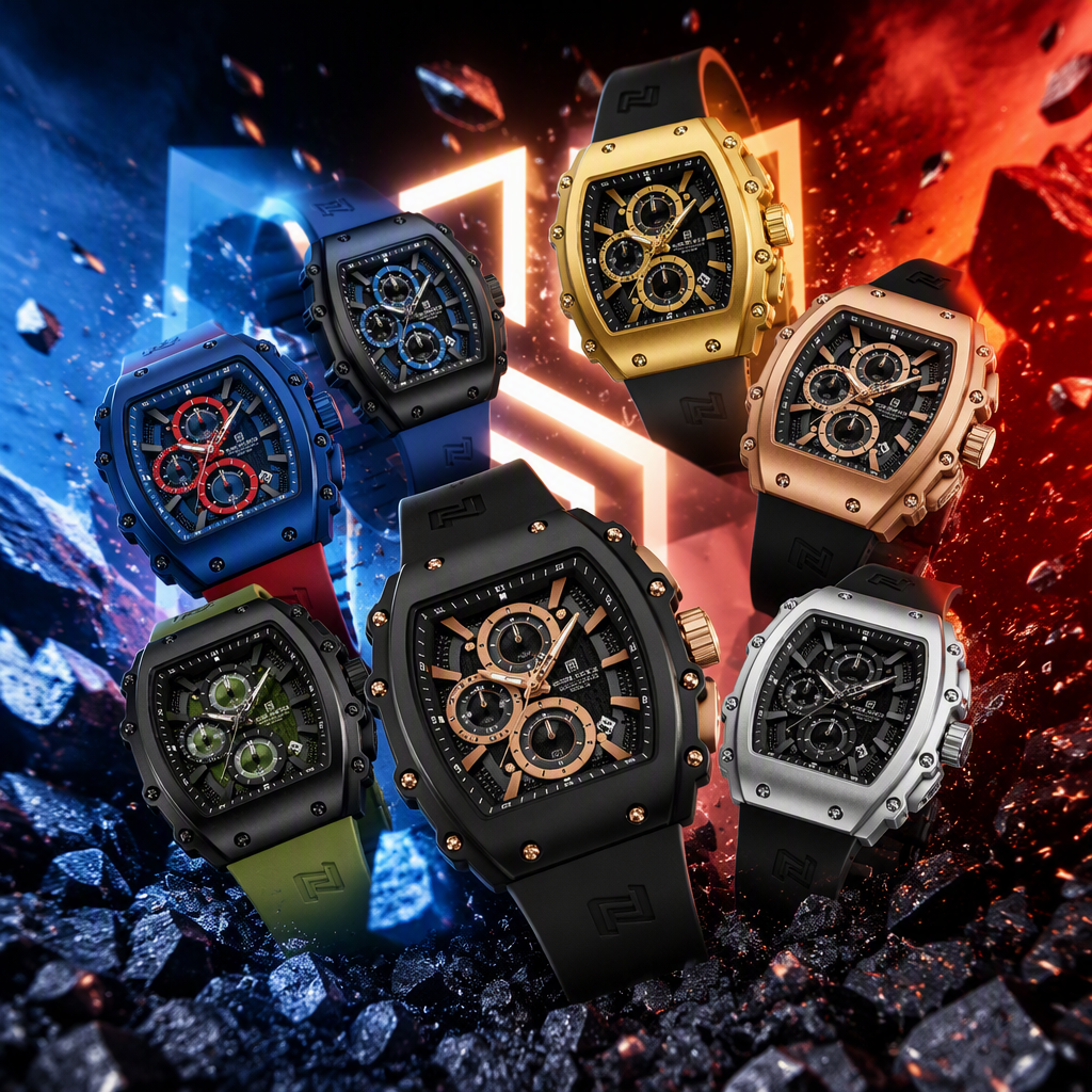 NAVIFORCE NF8070 más reloj cuadrado hombre y mujer tendencia deporte silicona metal correa multicolor opcional negro malla dial decorado reloj de pulsera de moda Specification image