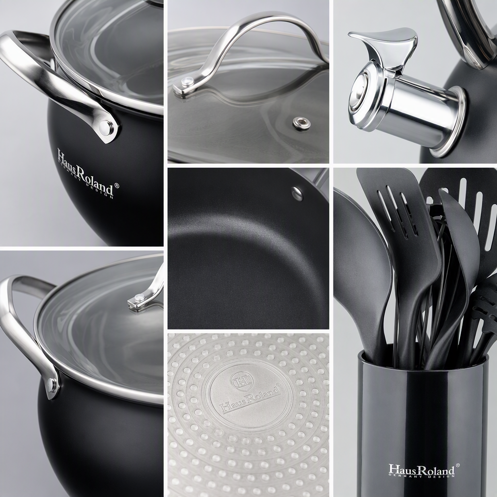 Multi-functional kitchenware set, household pot and pot combination, kitchen cookware and pot set, practical and durable HR126-1 Application Scenario