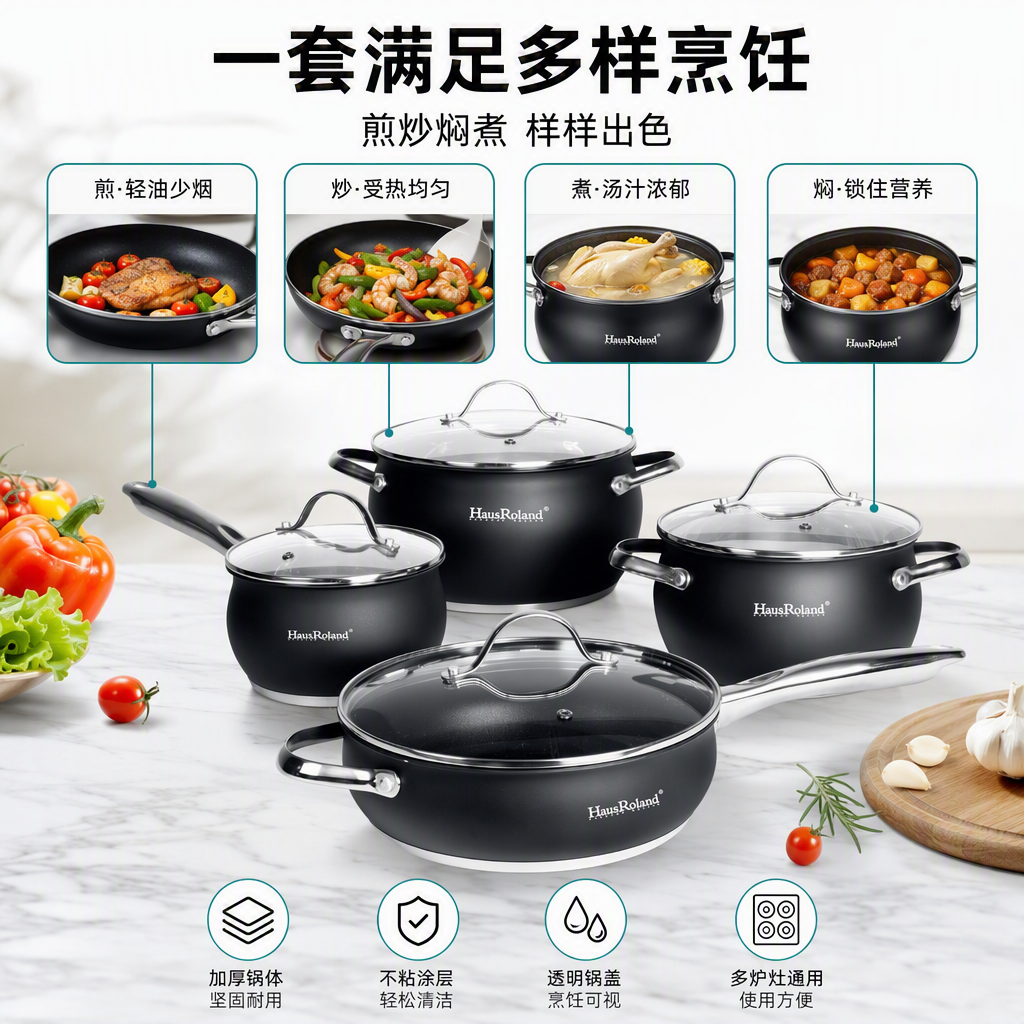 Multifunctional kitchenware set, pot and pot combination, essential for home kitchens, practical and durable cooking magic tool HR126-2 Item Picture
