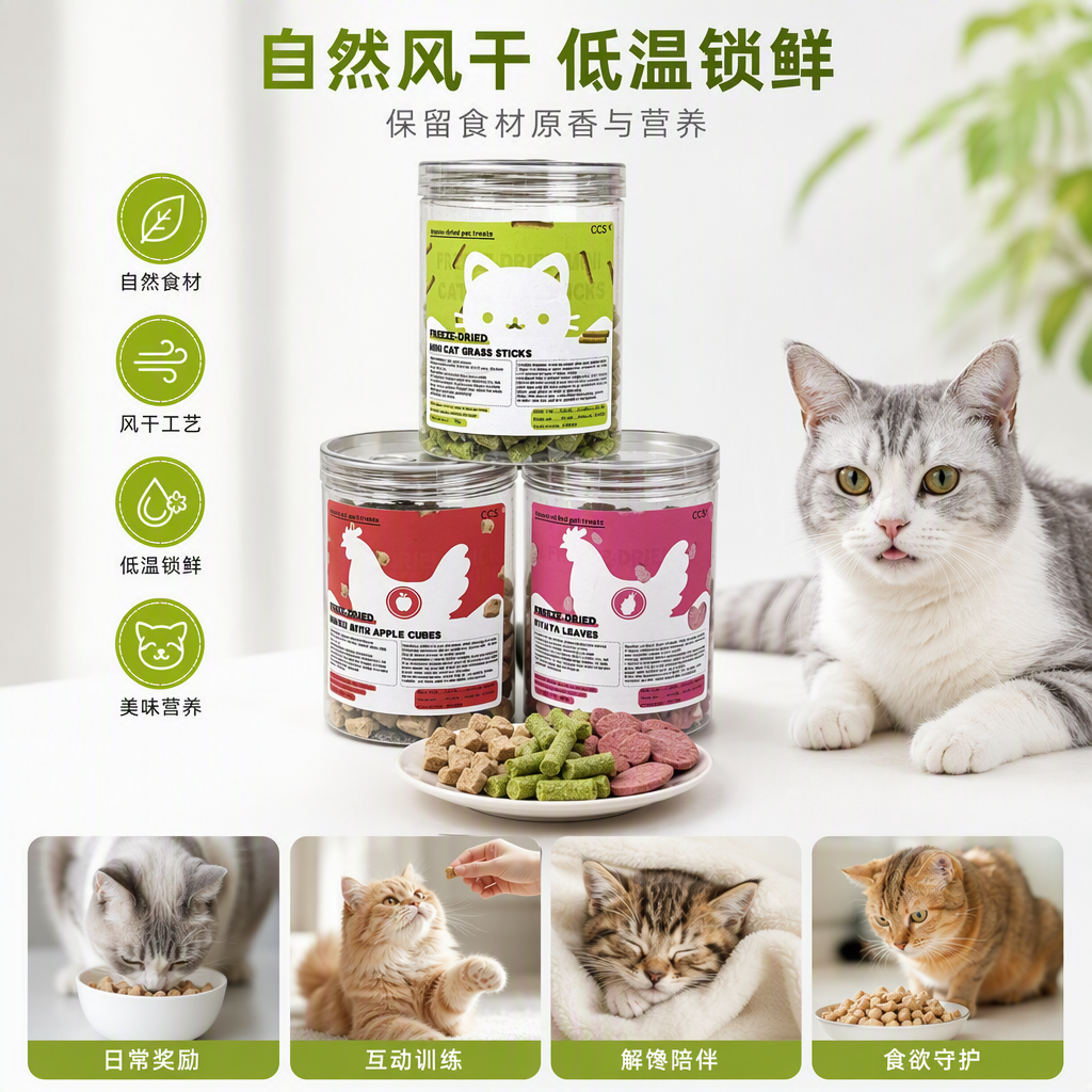 Cat snack cans, green cat grass sticks, chicken, apples, pitayas, chicken, freeze-dried pet snacks, suitable for wholesale for cats and dogs details Picture