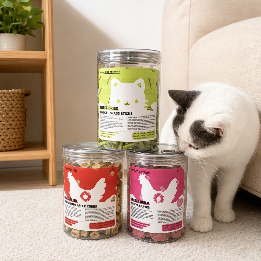 Cat snack cans, green cat grass sticks, chicken, apples, pitayas, chicken, freeze-dried pet snacks, suitable for wholesale for cats and dogs Specification image