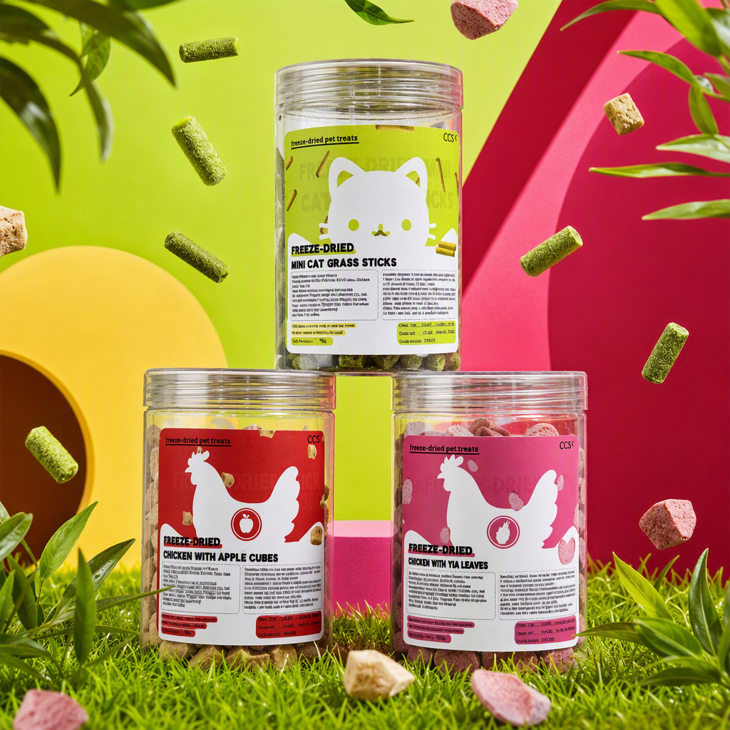 Cat snack cans, green cat grass sticks, chicken, apples, pitayas, chicken, freeze-dried pet snacks, suitable for wholesale for cats and dogs