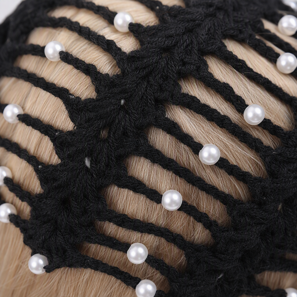 Black pearl woven hair band wig models showcase fashionable hair accessories and trendy hair styling combinations Application Scenario