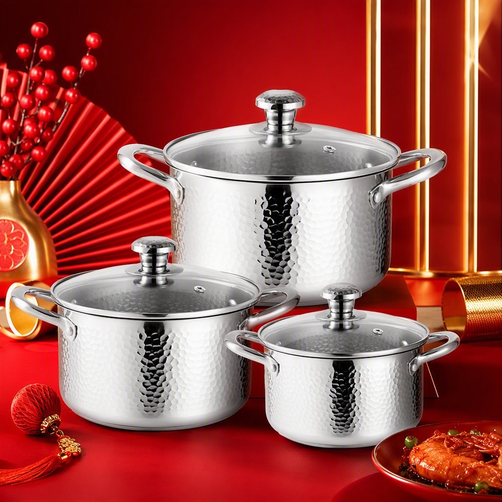 Heat-resistant stainless steel cookware set, household soup and stir-frying multi-purpose kitchenware combination, essential for the kitchen HR183-1 Specification image