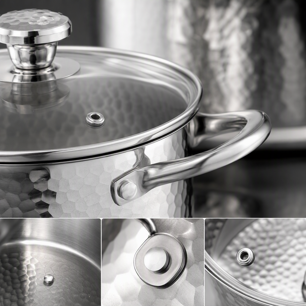 Heat-resistant stainless steel cookware set, household soup and stir-frying multi-purpose kitchenware combination, essential for the kitchen HR183-1 details Picture