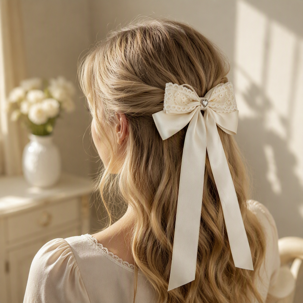 Elegante encaje lazo horquilla versión coreana accesorios para el pelo tocados para chicas accesorios para el pelo clips para el pelo details Picture