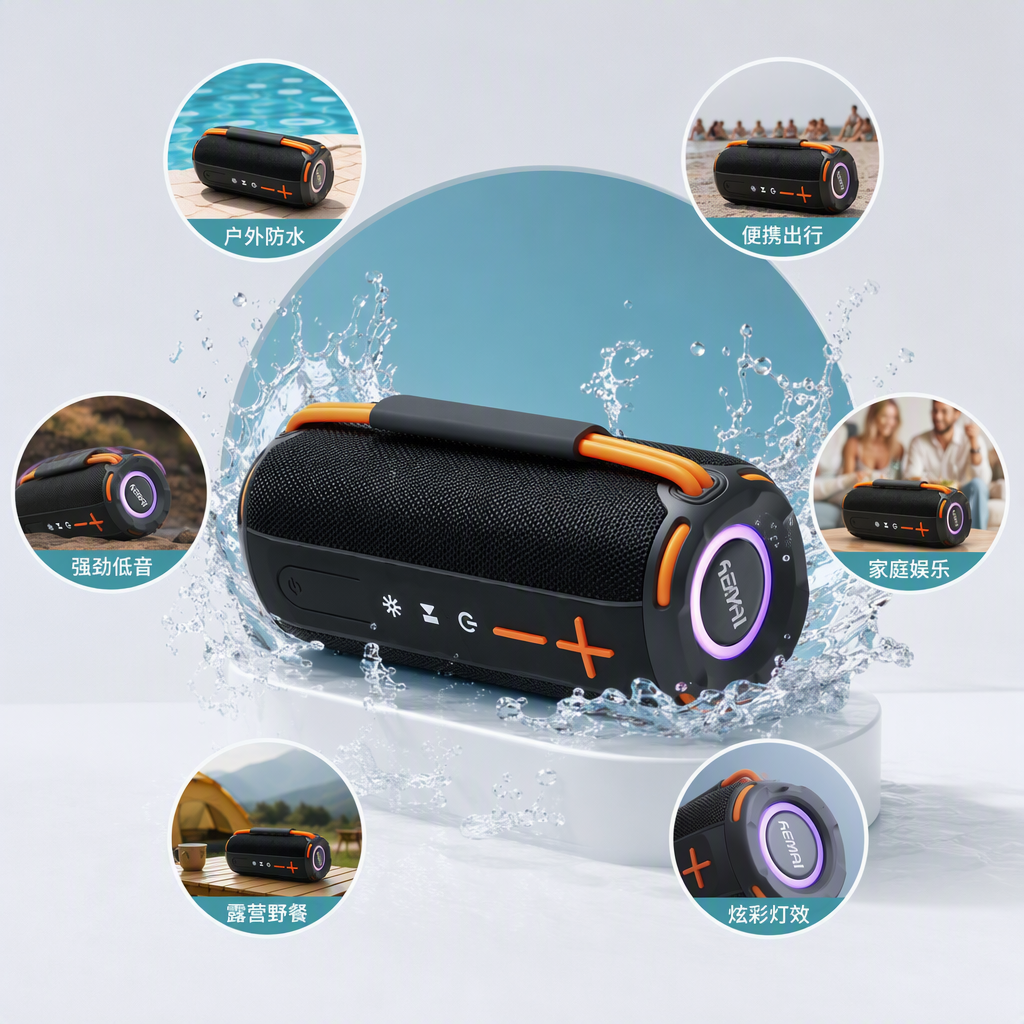 Altavoz bluetooth colorido portátil mini inalámbrico al aire libre hogar multifuncional audio bass shock control de voz conexión carga rápida Item Picture