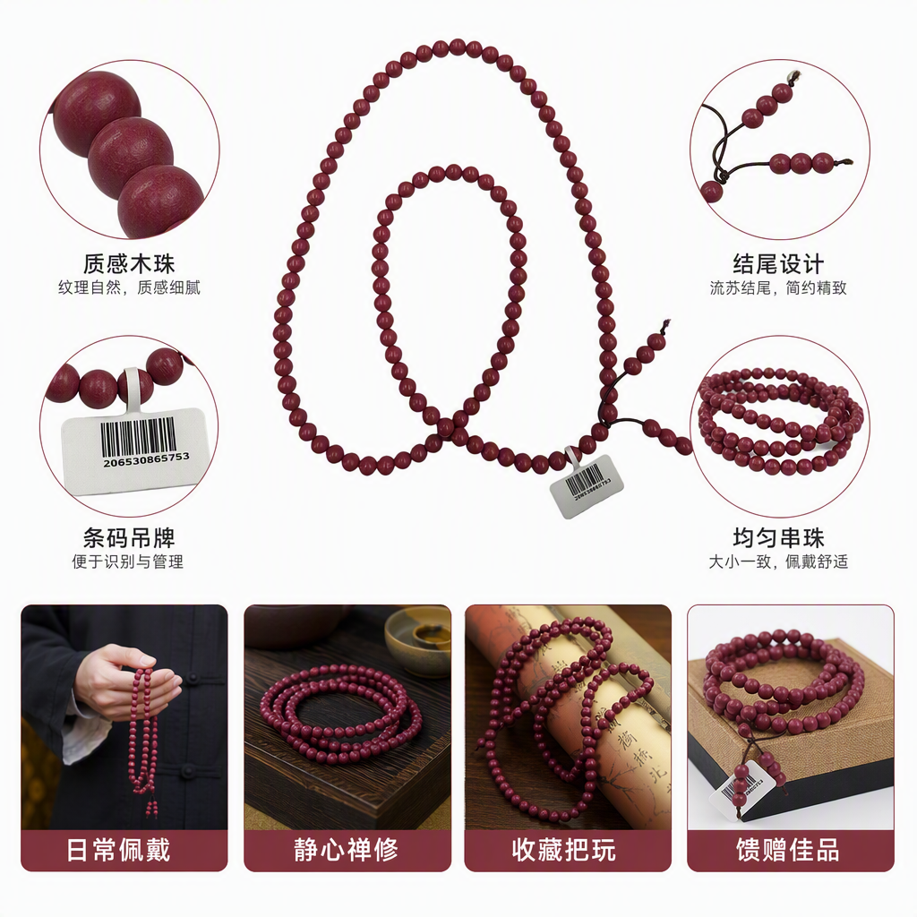 合香珠合香粉御瑶和手串手工编织红色珠串项链复古时尚多彩串珠饰品礼物赠品
