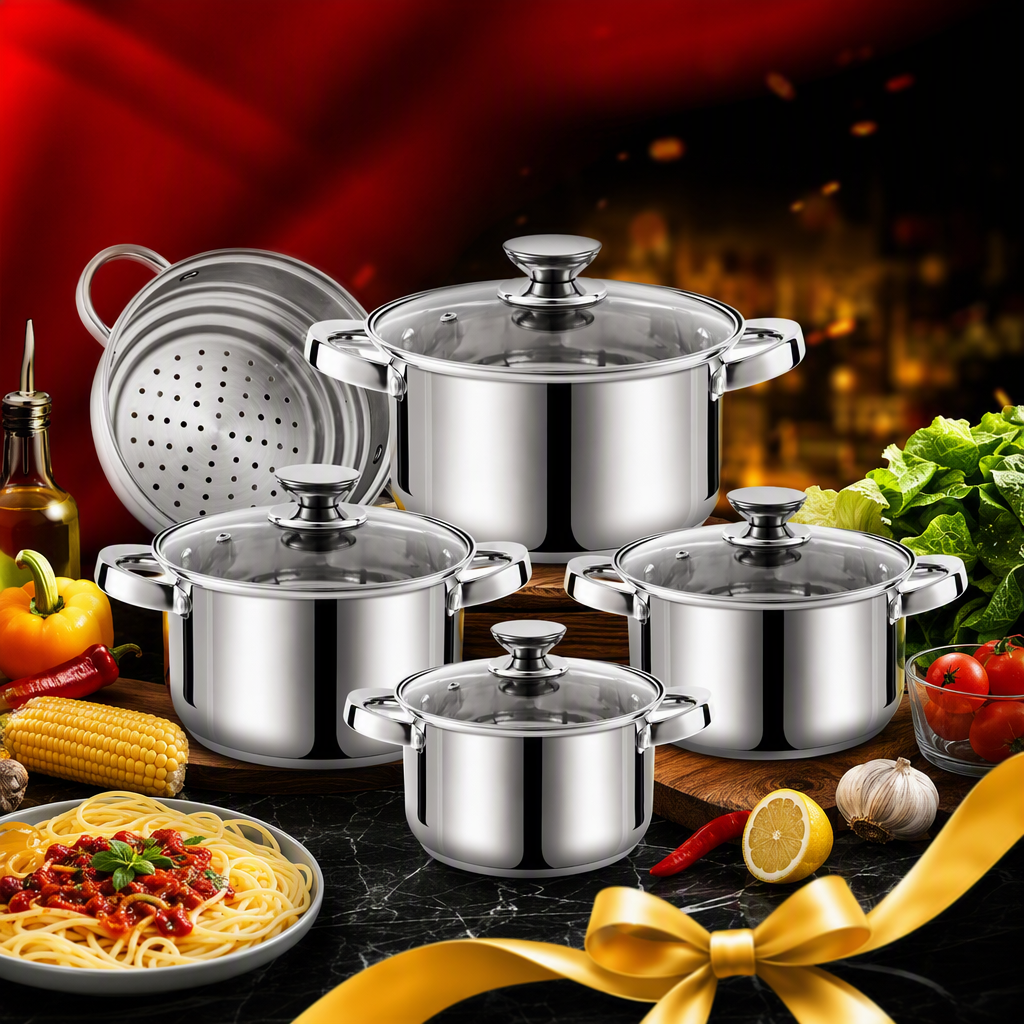 Heat-resistant stainless steel cookware set, multi-purpose stewing, cooking and stir-frying pot for family kitchen, practical and durable HR181-1 details Picture