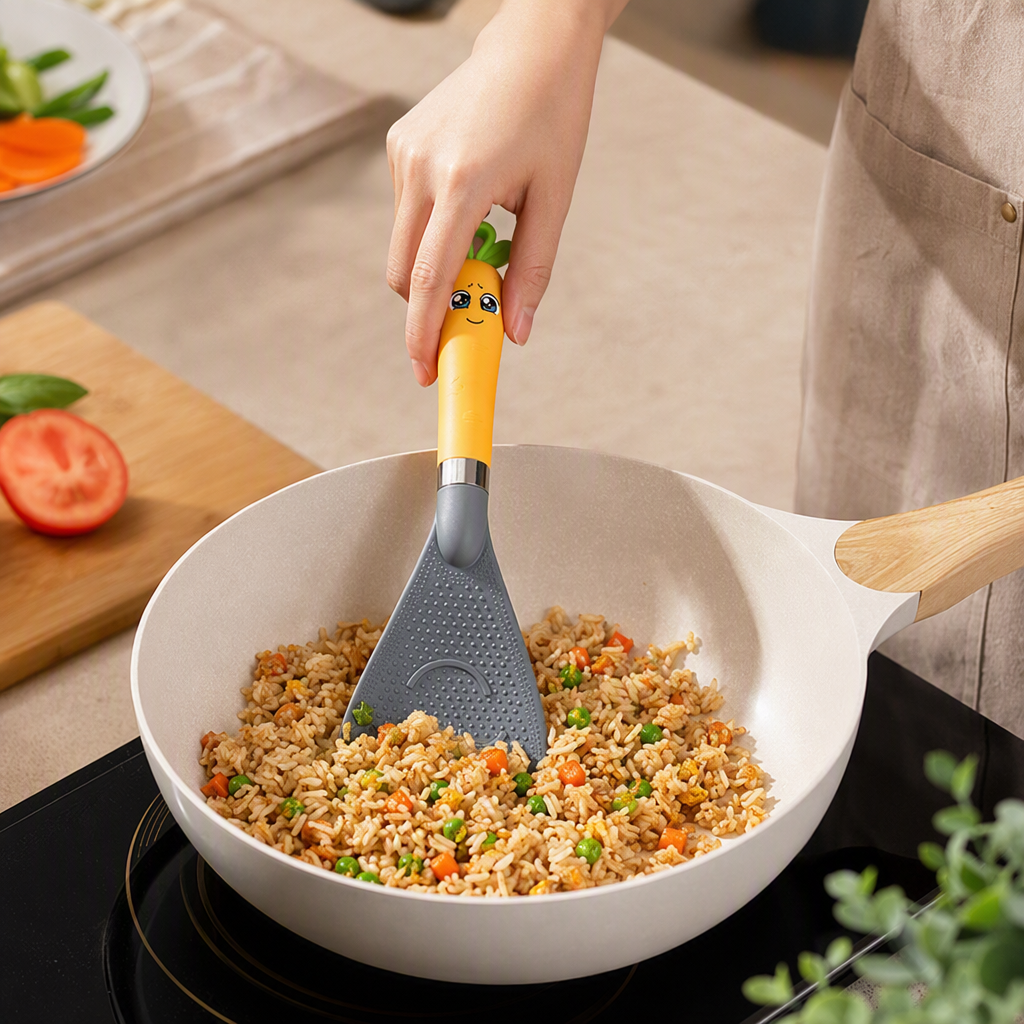 Cartoon carrot-shaped rice spoon, children's and babies' complementary food soup spoon, cute kitchenware, heat-resistant and practical details Picture