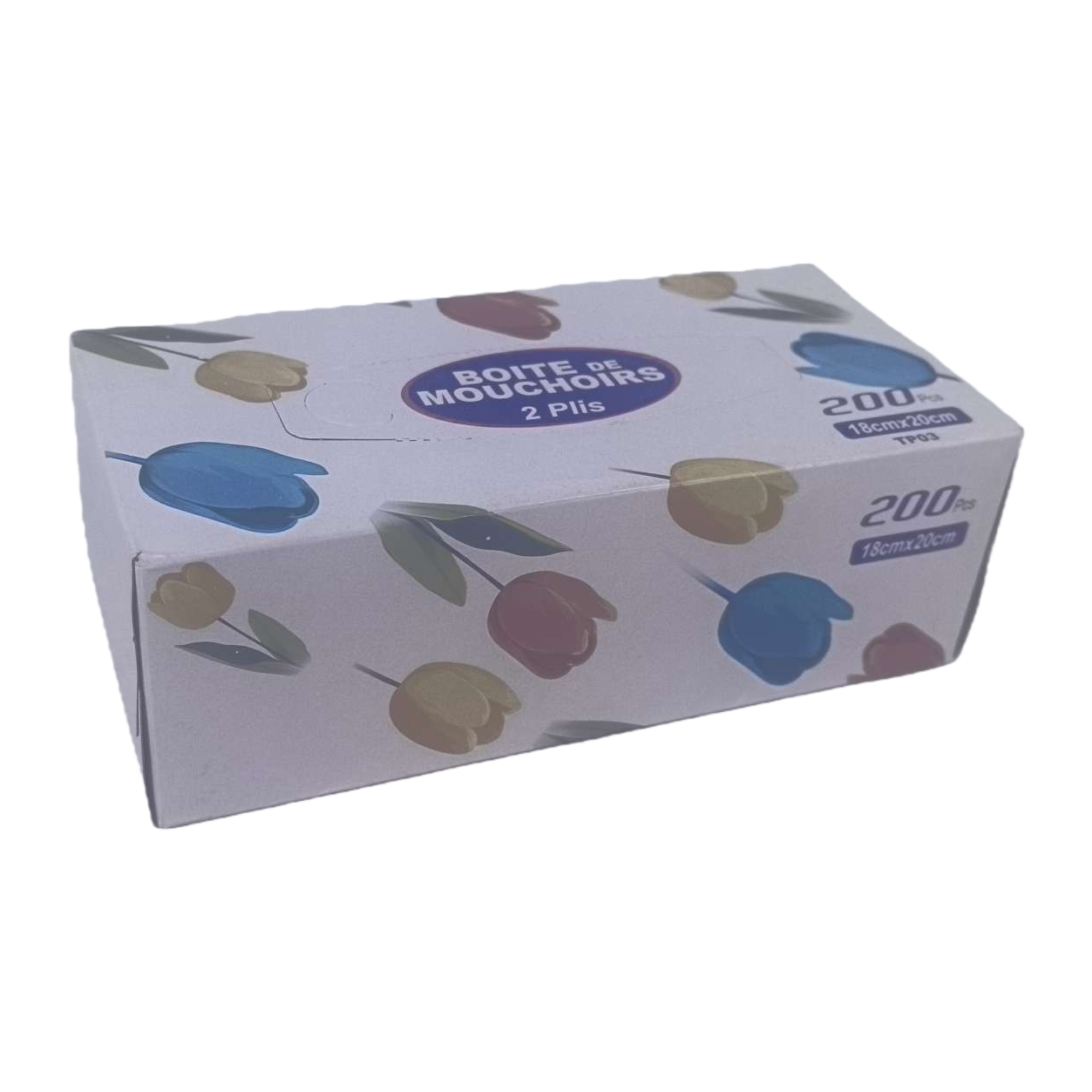 A simple and creative white tulip-patterned tissue box for home use, a pull-out tissue box for desktop decoration Item Picture