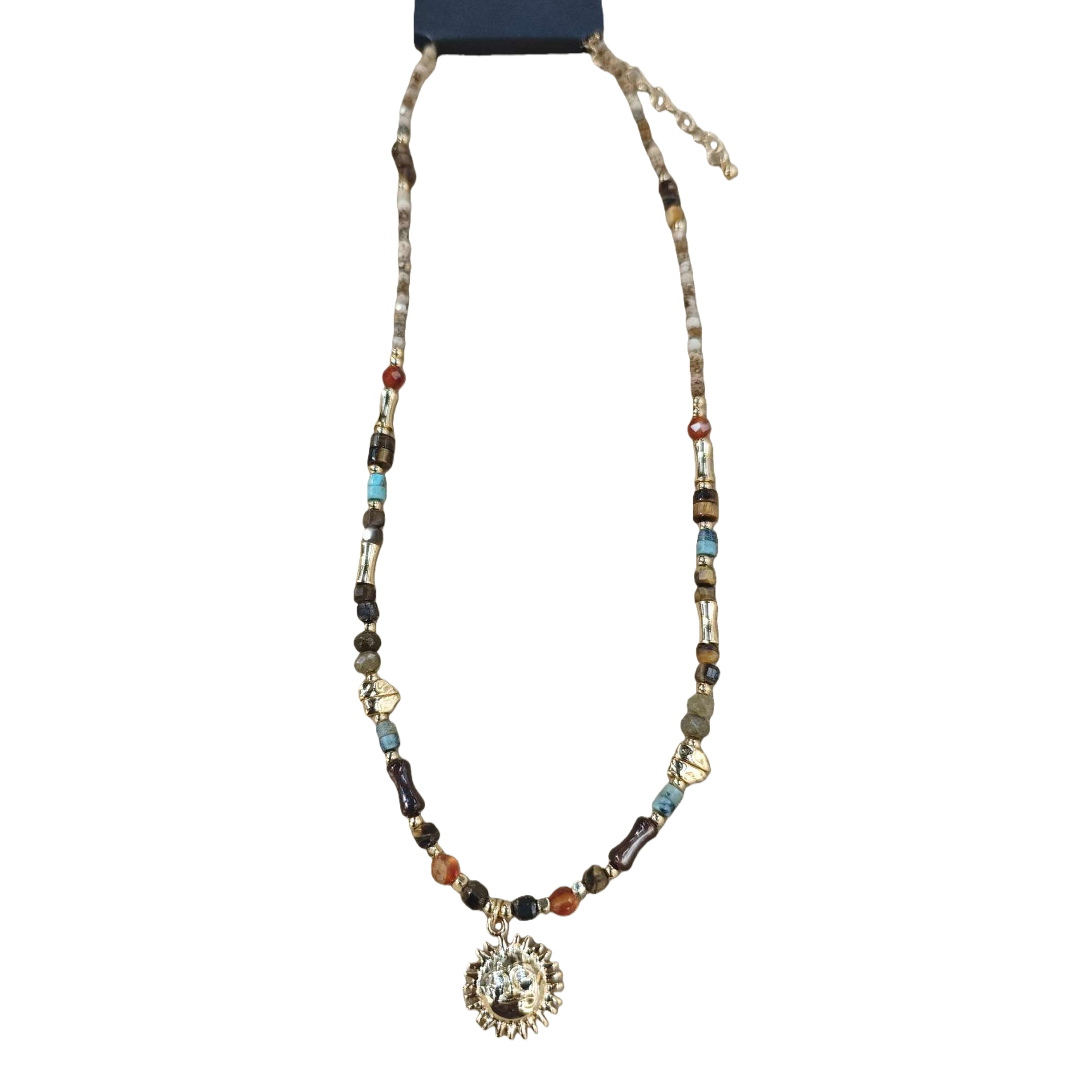 Colgante de cuentas multicolor colgante central colgante de cara de sol dorado tendencia de moda multicolor accesorios para mujeres Item Picture