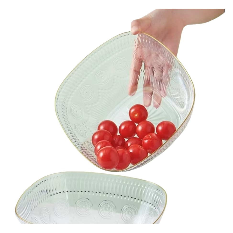 Tazón de vidrio transparente de alto grado bisel dorado pequeño tomatero adorador menaje casero artículos de cocina creativos Item Picture