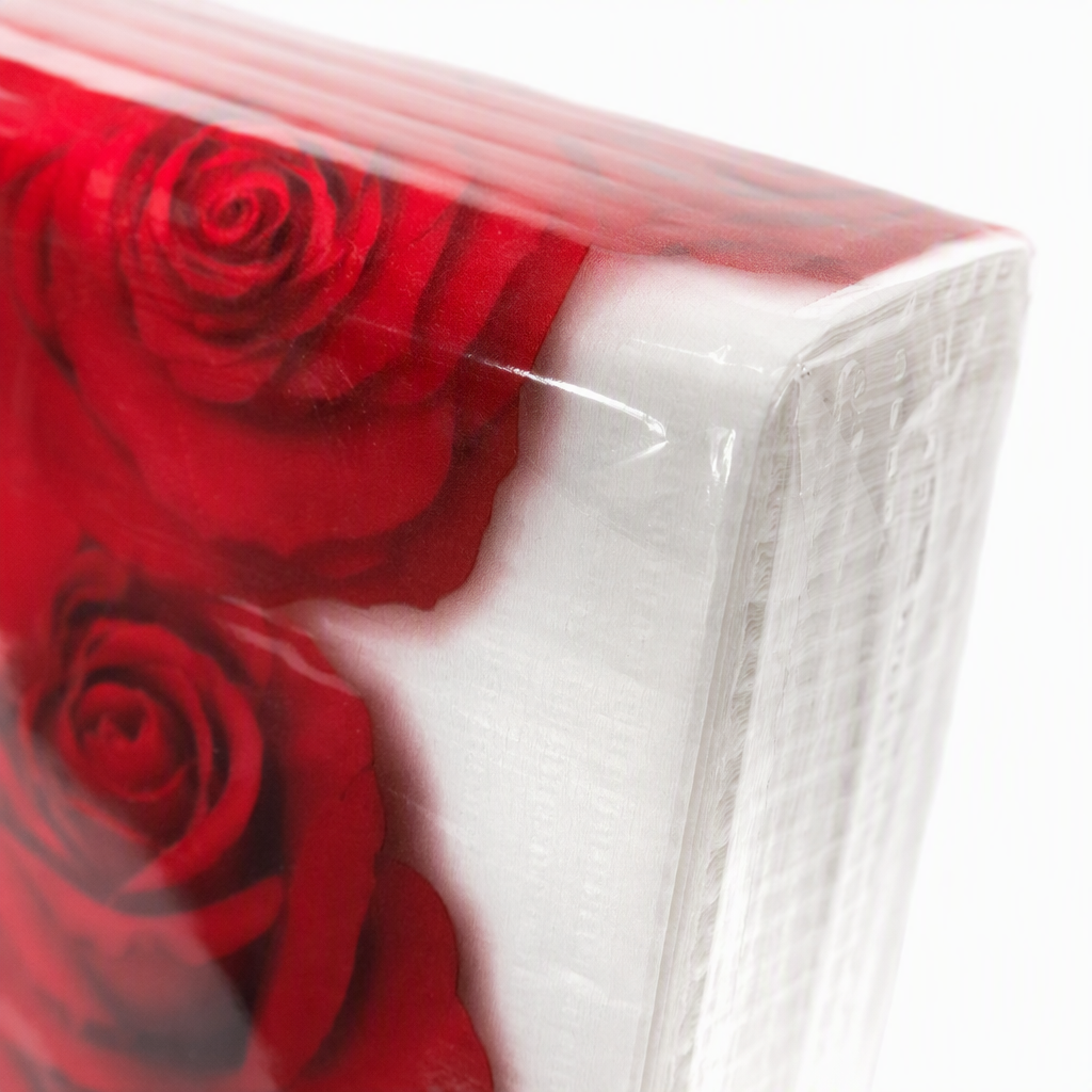 Creative red rose-patterned tissue box, fashionable household portable pull-out desktop decoration gift packaging Application Scenario