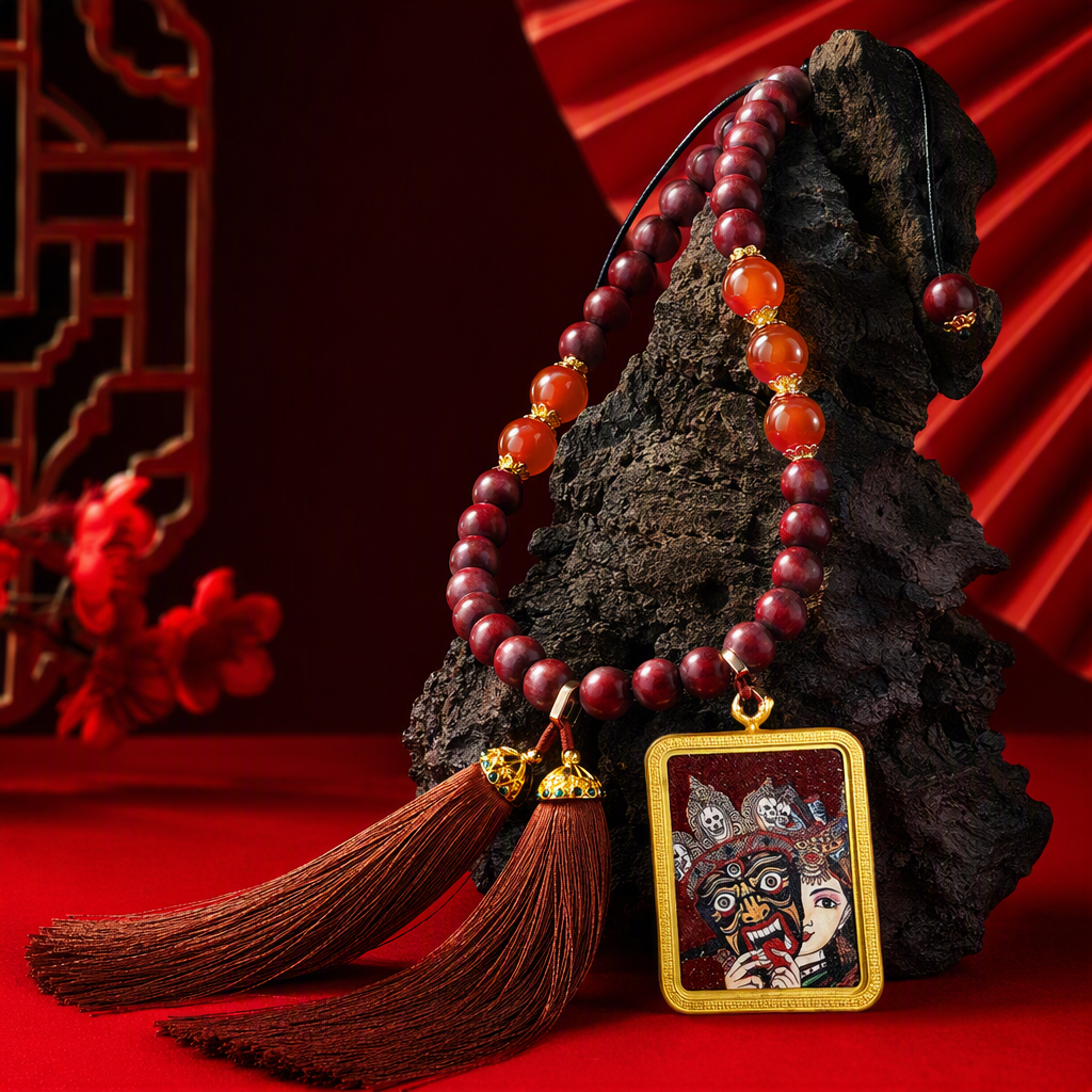 合香珠蕊红瑶妍车挂红色珠串挂饰手工串珠项链装饰品复古风时尚百搭礼物配饰细节图
